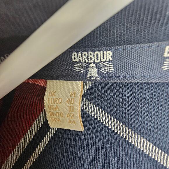 Barbour Blouse Women 10 Checked Fairway LS Button  Shirt w Pockets Dark Acadmia - Picture 8 of 10